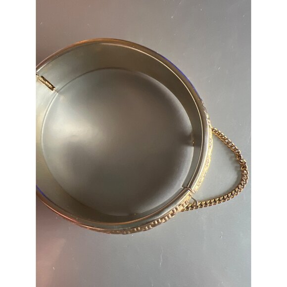 Vintage Napier Gold Tone Basket Weave Texture Bangle Bracelet Safety Chain Work - Picture 10 of 11